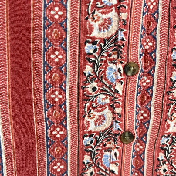 AMERICAN EAGLE Ruffled Off The Shoulder Dress Rusty Pink Fit & Flare Buttoned S - Picture 5 of 11